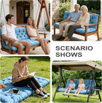 Porch Swing Cushions,Outdoor Cushions 3 Seater Replacement with Backrest, Waterproof Thickened Bench Cushion with Ties for Porch, Patio,Outdoor, Backyard and Garden (Sky Blue 47 * 40 in)