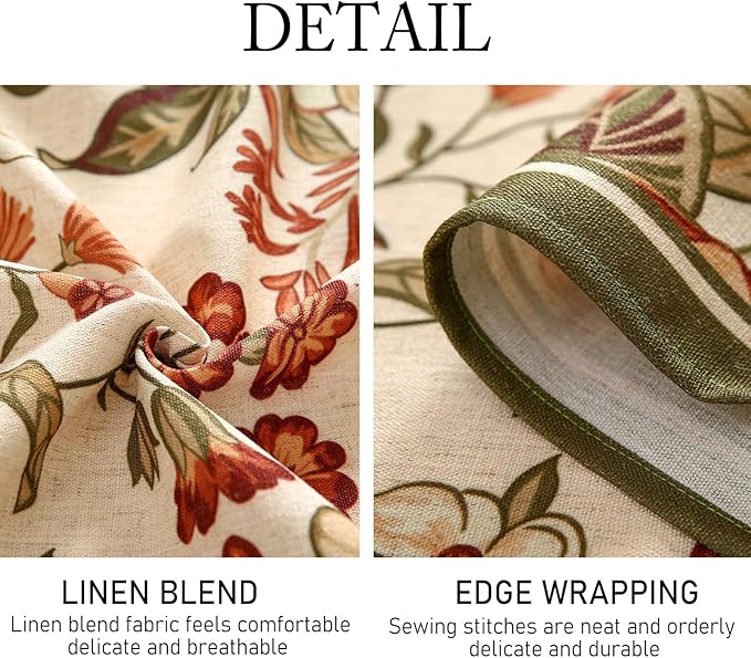 ISAENNE Designer Bohemian Linen Small Round Table Cloth,Colorful Floral Pattern Tablecloth,Wrinkle Resistant Decorative Tablecloths for Dining Thanksgiving Kitchen Party,Diameter 55"-Grace A