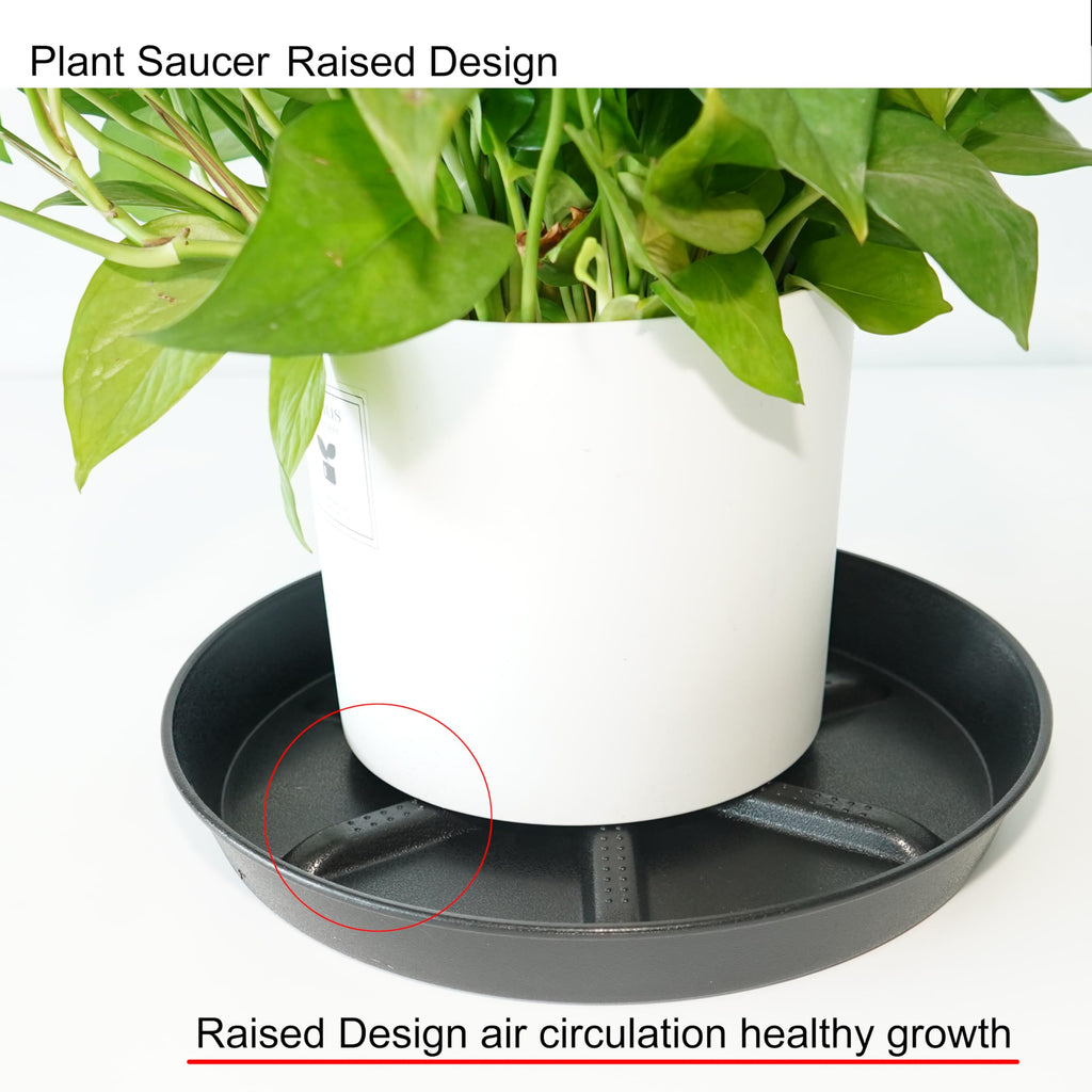 NIMYAU Plant Saucer 6 Inch 4 Pack,Thick Plastic with Raised Center Design Plant Saucers 8 10 12 14 17, Superior Drainage Drip Tray for Indoor Outdoor Planters (6 inch)