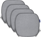 SleepMan Outdoor 17"x16" Chair Cushions with Ties Set of 4, Water Resistant All Weather U-Shape Seat Pads for Patio Garden Furniture Indoor Fade Resistant Patio Cushions (Light Grey)