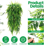Geosar 104 Pcs Artificial Hanging Plants 32 Inch Hanging Boston Ferns Plastic Fake Plants for Wall Room Garden Wedding Garland Indoor Outdoor Decoration, No Basket
