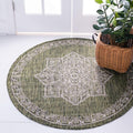 Unique Loom Outdoor Traditional Collection Area Rug - Antique (4' 1" Round, Green/ Gray)