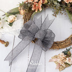 Ribbli Grey Burlap Wired Ribbon,1-1/2 Inch x 10 Yard,Gray,Solid Wired Edge Ribbon for Big Bow,Wreath,Tree Decoration,Outdoor Decoration