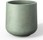 Kante 11.6" Dia Round Concrete Planter, Outdoor Indoor Large Plant Pots Containers with Drainage Hole and Rubber Plug for Home Garden Patio, Mint Green