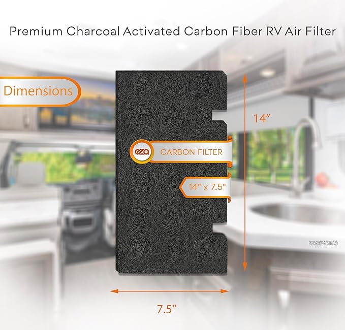 RV Premium Charcoal Activated Carbon Fiber Air Conditioner Filter - Air Duct AC Carbon Filter Replacement for RV AC Vent (6 Pack, 14" x 7.5")