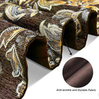 Glittering Colorful Jacquard Table Runner 72 inches Long Chenille and Satin Dark Brown for Christmas