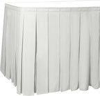 Ultimate Textile Pleat Polyester Fabric Table Skirt - Machine Washable Flame Resistant with Clips for Events, Weddings & Trade Shows, Cut & Sewn in Paterson, NJ - Ivory, 17' Box Pleat
