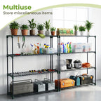 Ohuhu Plant Greenhouse Shelves 4 Tier 2 Pack Extra-Wide Stable Green House Shelving for Outdoor, 35x12x42 Inch Portable Rustproof Metal Shelf Plant Stand Rack Greenhouse Accessories