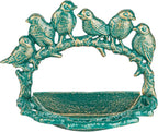 Sungmor Cast Iron Wall Mounted Bird Feeder, Cute Bird Decor Small Water Bath, Wall Hanging Fence Mount Bird Bath Feeder, Beautiful Green Birdfeeder for Garden Backyard Patio Wall Decoration