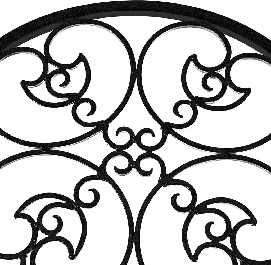 H Potter Black 8 Foot Tall Garden Trellis Wrought Iron Heavy Scroll Metal Decoration Lawn Patio and Wall Decor Screen for Rose Clematis Ivy Weather Resistant Patio Wall Art X Large (X-Large Black)