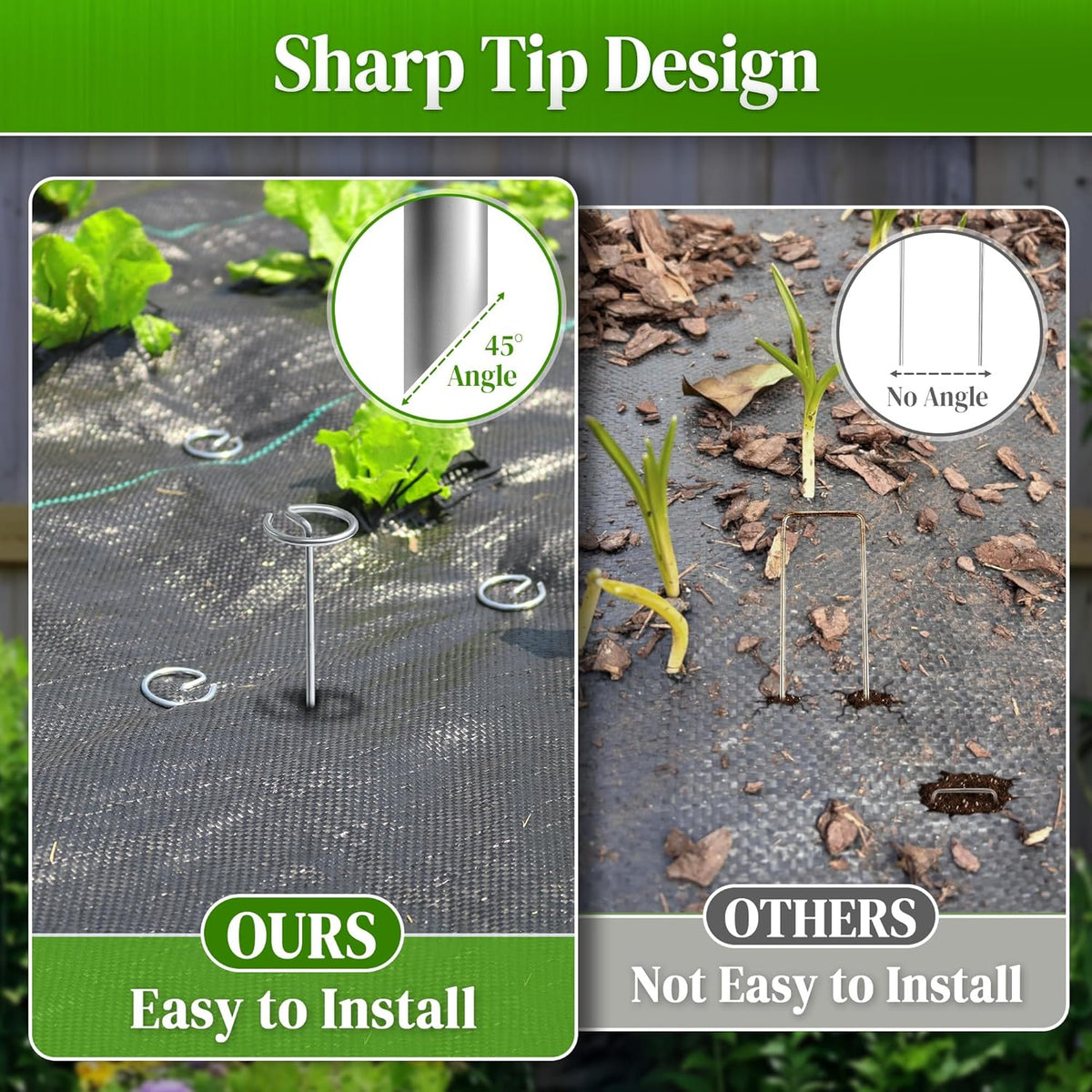 200 Pcs Circle Top Landscape Staples, 11 Gauge Landscape Fabric Pins, 6 Inch Garden Stake for Landscaping, Galvanized Landscape Fabric Stakes, Heavy Duty Ground Stakes for Lawn Weed Barrier