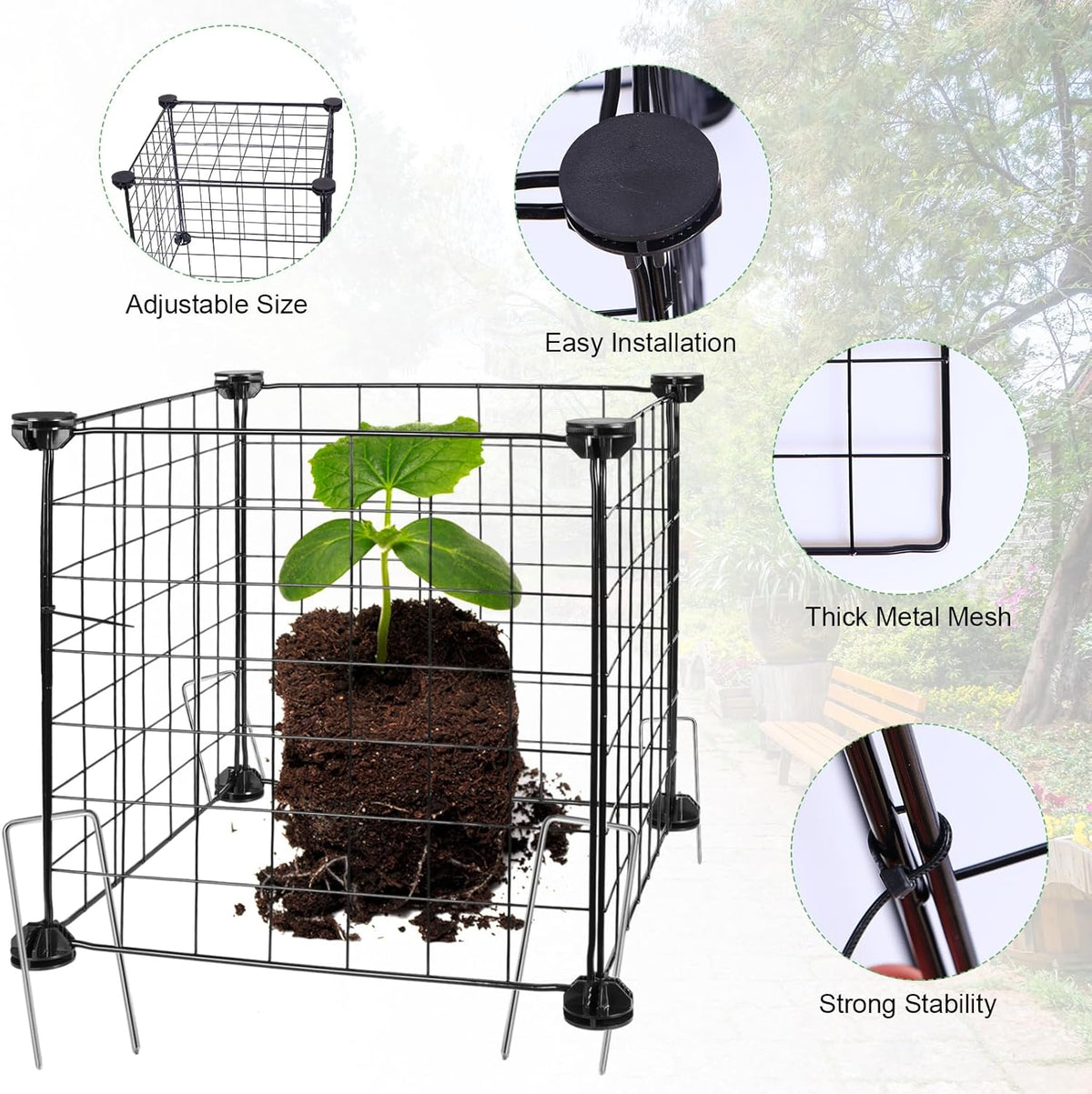 Generic 4 Set Wire Plant Covers Plant Protectors from Animals,20 Pcs 12""X12"" Chicken Garden Cloches for Plants Metal Meshes for Protect Plants Vegetables,Keeping Bunny Animals Out, Black