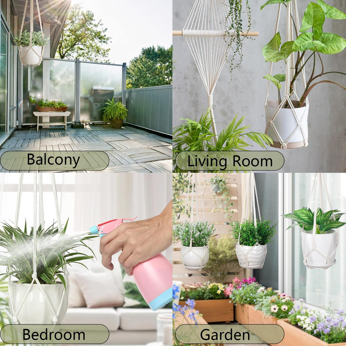 MVOVM Macrame Plant Hanger 5 Pack Hanging Planters for Indoor Plants for Window,Ceiling Crochet Handmade Hanging Plant Holder Planter Hanging Baskets for Boho Home Decor Set