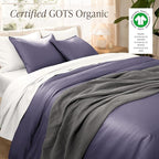 Bare Home 100% Organic Cotton Sateen Duvet Cover Set - Full/Queen Size - 400 Thread Count - Smooth Sateen Weave - Warm & Luxurious - Duvet Cover (Full/Queen, Dusty Purple)
