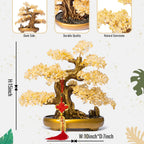 Natural Citrine Gemstone Crystal Bonsai Tree of Life Large Feng Shui Money Chakra Tree for Luck and Wealth Desk Decoration(1,251 Gem Count)
