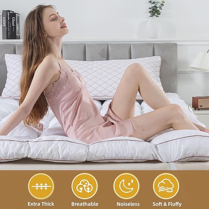 WhatsBedding 3 Inch Memory Foam Mattress Topper Twin Size for Back Pain, 1700GSM Fluffy Shredded Memory Foam Filled Pillow Top, Extra Soft Bed Topper, Thicked Down Alternative-Lined, 39x75in