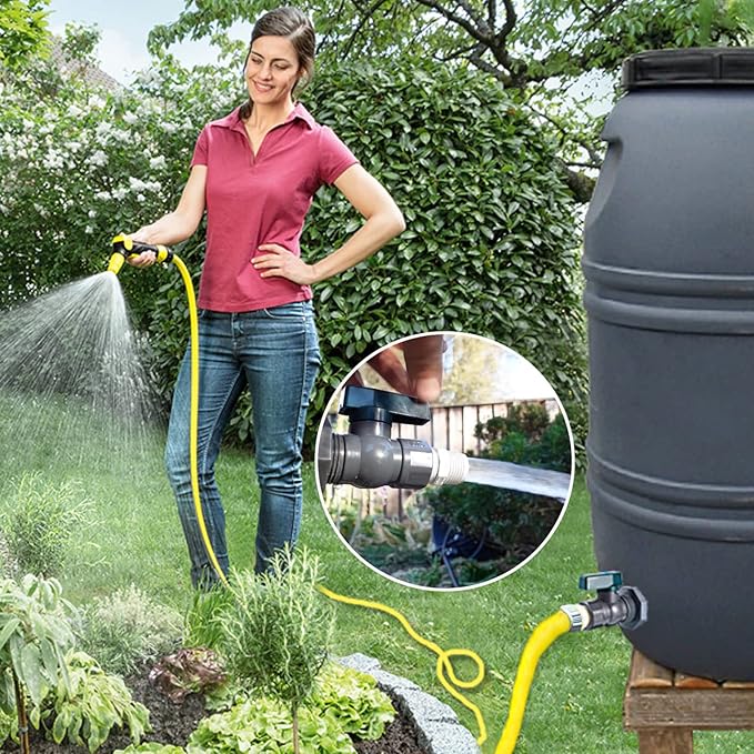 2 Pack Rain Barrel Diverter Kit, 3/4 Inch PVC Garden Water Barrel Spigot Kit with Bulkhead Fitting Hose Faucet Adapter and Thread Seal Tape for Water Tanks,Aquariums,Tubs,Pools,Garden Barrels