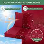 Summsun Outdoor Cushions for Patio Furniture, Double-Sided Waterproof Backrest and Seat Cushion Set with Removable Cover, 19 x 19 Inch, Red, Set of 2
