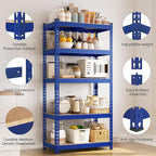 Yaheetech Storage Shelves 5 Tier Garage Shelving Heavy Duty Garage Shelves Adjustable Metal Shelving Unit Utility Rack Industrial Shelving for Warehouse Pantry Closet, 27.5" W x 12" D x 60" H, Blue