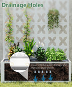 2PCS Metal Planter Box with Trellis,70.9"x47.2"x15.7" Raised Garden Bed with Drainage Holes, Privacy Planters for Outdoor Garden Bed for Climbing Plants,Vegetables,and Vines, White-X