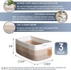 NaturalCozy 13.5”x8.5”x5.5” Storage Baskets for Shelves 3 Pack | Cotton Rope Woven Small Baskets for Organizing | Small Storage Bins for Nursery, Bathroom, Closet, Cube Shelf, Decorative, Gift