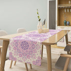 Purple Pink Mandala Table Runner, Traditional Indian Boho Mandala Flowers Print Table Runne for Kitchen Dining Table Office Wedding Party Holiday Home Decor, 13x36inch