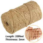 Vivifying Jute Twine, 328 Feet 3mm Strong Natural Garden Twine for Climbing Plants, Tomatoes, Crafts, Gift Wrapping and Decoration (Brown)