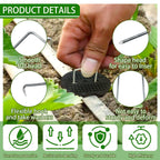 100Sets Garden Stakes Staples and Fixing Gaskets 6 Inch U Shaped Heavy Duty Lawn Staples 11 Gauge Galvanized Landscape Pins with 1 Pick Hook for Weed Barrier Fabric Ground Covers Holding Fence