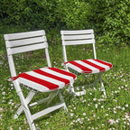 SleepMan Outdoor 17"x16" Chair Cushions with Ties Set of 8, Water Resistant All Weather U-Shape Seat Pads for Patio Garden Furniture Indoor Fade Resistant Patio Cushions (Red Stripe)