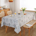 MYSKY HOME Rectangle Tablecloth 60x102 Inches -Linen Farmhouse Geometric Patterned Tablecloth Waterproof Decorative Washable Fabric Table Cloth for Kitchen Dining Moroccan Tablecloth，Grey