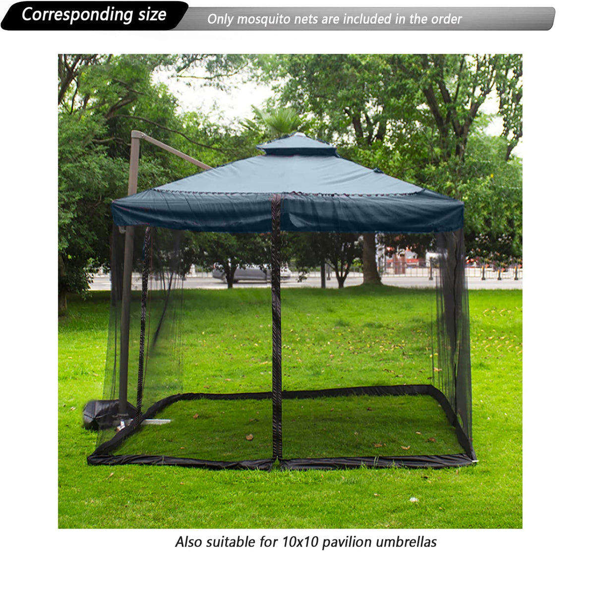 10x10 Mosquito Netting for Patio Canopy Tent/Pop Up Canopy Tent,Double Door Side Screen Easy Installation Black（Only Mosquito Net No Frame） (Around 10x10FT)