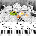 452 Pcs Music Themed Party Decorations for 50 Guests, Musical Notes Paper Plates Napkins Cups Tablecloth Cutlery Straws for Music Karaoke Birthday Wedding Baby Shower Party Supplies
