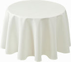 Biscaynebay Textured Fabric Round Tablecloths 70", Ivory Water Resistant Table Cloth Circle Folding Table Covers for Dining, Kitchen, Wedding, Parties etc. Machine Washable
