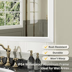 40x36 Inch White Bathroom Mirror for Wall, Thick Metal Framed Rectangle Mirrors for Over Sink, Bedroom, Living Room, Entryway, Anti-Rust, HD Tempered Glass