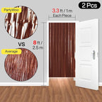 PartyWoo Foil Curtain 2 pcs, 3.3x6.6 ft Metallic Brown Tinsel, Foil Fringe Curtains, Birthday Decorations, Party, Wedding Backdrop
