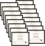 WIFTREY 16 Pack 8.5x11 Certificate Picture Frames, Multi 8.5 by 11 Photo Frame Bulk for Document Award, Wall Hanging or Tabletop Display, Black