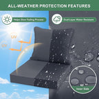 Summsun Patio Chair Cushions, Water Resistant Backrest Pillow and Seat Cushion Set for Outdoor Furniture, Sectional Sofa Cushion Replacments, 24 x 24 Inch, Dark Grey, 1 Set