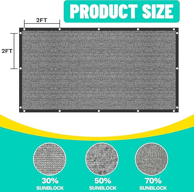 Royal Shade 50% Black Shade Cloth Custom Size 12FT x 92FT Mesh Tarp with Grommets for Garden Patio, Plant Shading, Greenhouse, Pergola, Chicken Coop, Dog Kennel, Lawn. (We Make Custom Size)