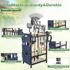 SAMRELAX Garden Tool Organizer, Garden Yard Tool Rack for Garage, Garage Organization and Storage, Metal Yard Tools Storage up to 46 Tools/Rake/Broom/shovel/, Suitable for Garage, Yard, Patio, Shed