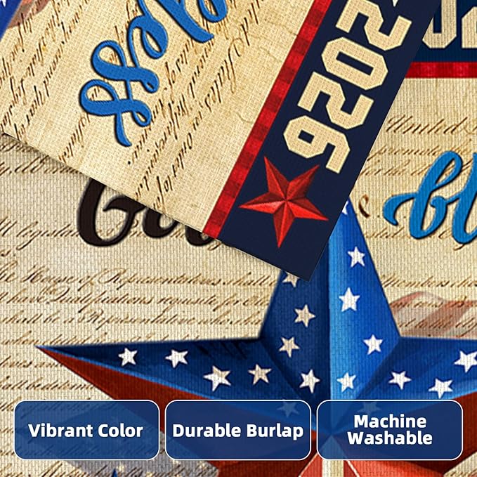 250 Anniversary USA Garden Flags for Outside,4th of July 250th Year America Banner,God Bless United States 12x18 Inch Double-Sided with Patriotic Star,1776-2026 America Merchandise for Yard Decoration
