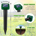 2026 New Mole Repellent Solar Powered, IP65 Waterproof Ultrasonic Gopher Repellent Snake Repellent for Yard Lawn Garden, Groundhog Vole Chipmunk Armadillo Squirrel Rodent Deterrent Stakes,8 Pack