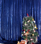 SquarePie Sequin Backdrop Not See Through Thick Stain Background for Photography Glitter Curtain Party 7FT x 7FT Navy Blue