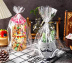 NPLUX 100 Pack Cellophane Bags Small Plastic Cookie Bag Clear Treat Bags with Twist Ties for Small Gift Party Favors, Bakery, Candy, Popcorn (8×11In)