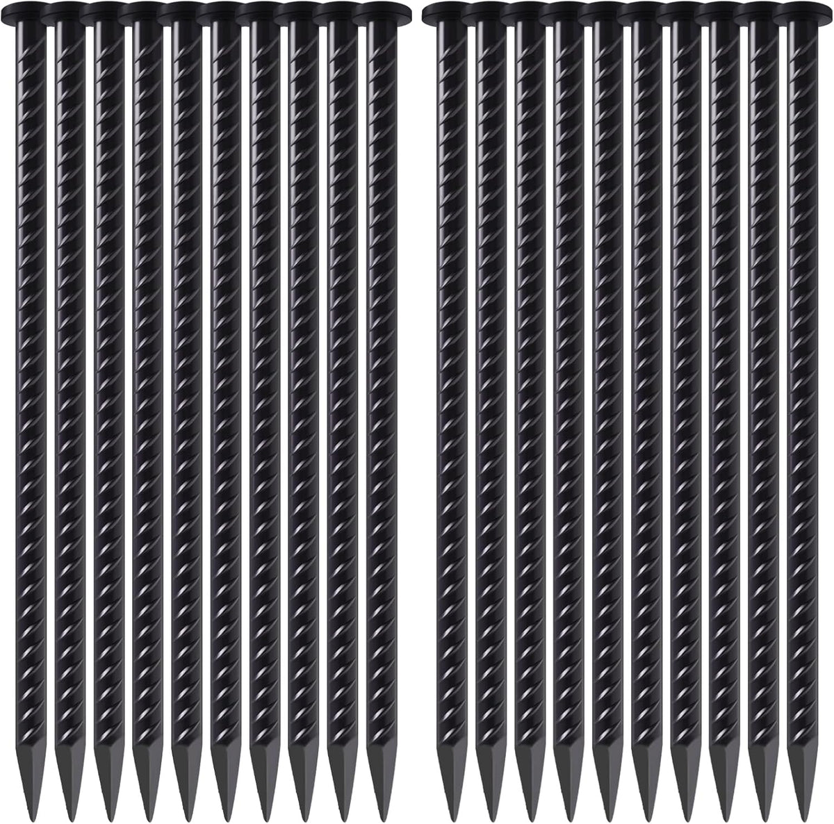 20 Pack Rebar Stakes 16 Inch Steel Ground Anchors 1/2 Inch Diameter Metal Landscape Stakes Heavy Duty Landscaping Edging Anchoring Spikes for Speed Bump, Paver Curb, Tent, Artificial Grass and Timber