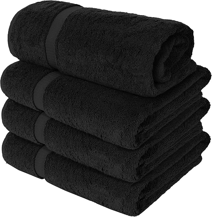 Chakir Turkish Linens | Hotel & Spa Quality 100% Cotton Luxury Turkish Towels | Soft & Absorbent (30x60 Inches Extra Large Bath Towels, Set of 4 -Black)