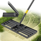 Lawn Leveling Rake 30”x10” Large Heavy Duty Metal Lawn Leveler with 65” Long Adjustable Handle Proffesional Yard Leveling Rake for Soil Dirt Sand Compost Efficient Folding Lawn Leveling Tool