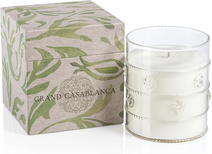 Zodax Grand Casablanca Glass Jar Scented Candle for Home Decor - Single-Wick Candle Ideal for Kitchen and Bathroom - Makes a Great Gift for Women and Men - Apricot Bloom - 12 Oz.