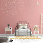 Glow in The Dark Stars and Moon, Realistic No Dots No Squares Set. Star Shaped Stickers and Moon, Luminous Adhesives for Room, Wall, Bedroom, Light up Your Ceiling and Living Room