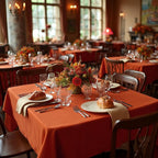 sancua Thanksgiving Square Tablecloths 70x70 Inch Rust, 2 Pack Fabric Fall Table Cloth for Square or Round Tables, Burnt Orange Washable Polyester Table Cover for Dinner, Holiday Party, Display Tables