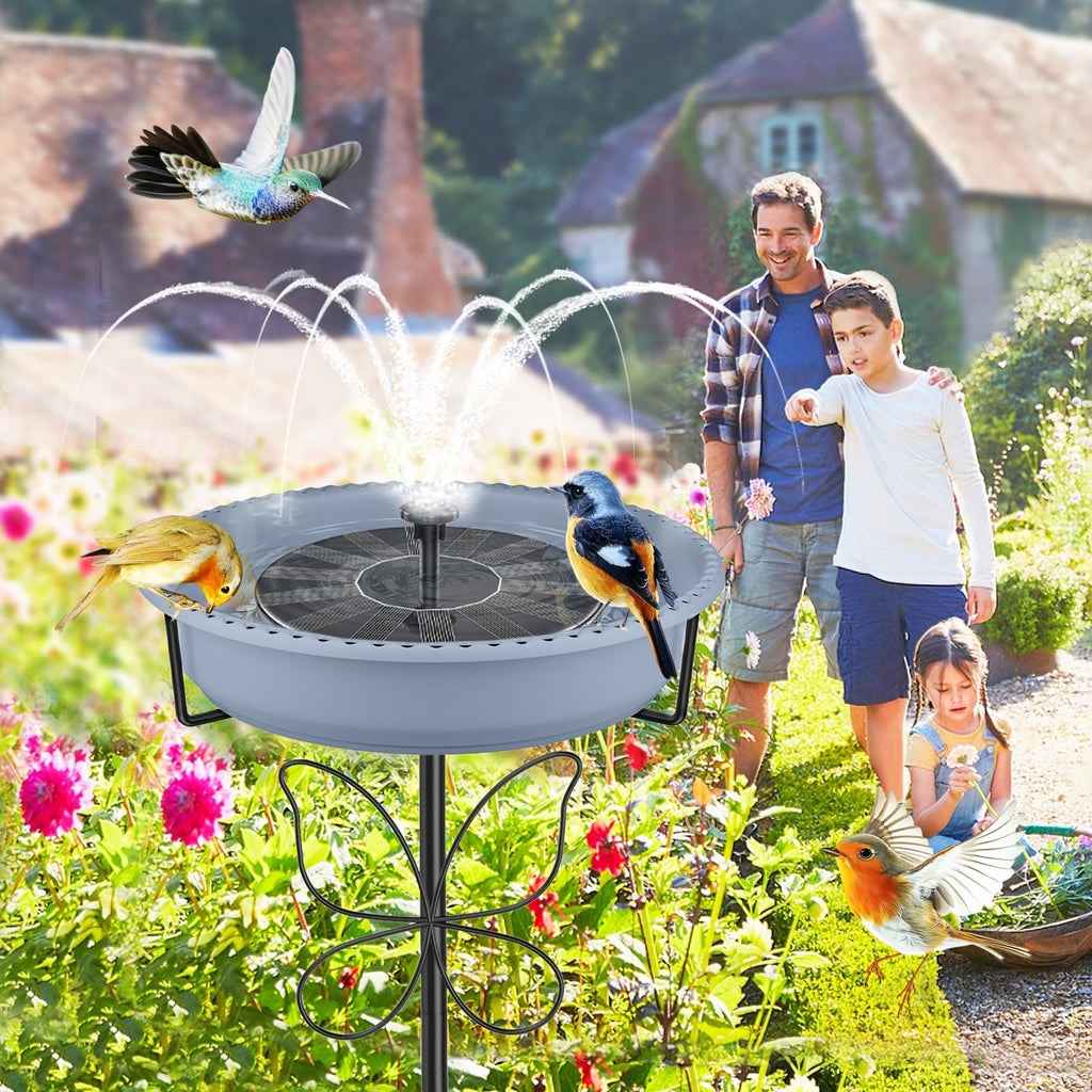 YOADEHOA Bird Bath for Outside, Garden Freestanding Birdbath & Birdfeeder with Removable Bowl, Bird Baths Feeder for Outdoors Garden Patio Yard Lawn Decor, 5-Pronged Base & Easy to Clean(Grey)